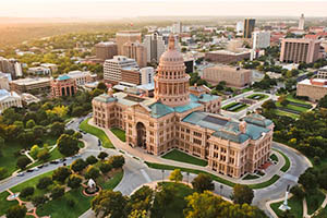 aerial view of Capitol building in Austin the Capital of Texas