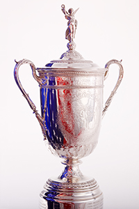 The U.S. Open Trophy as seen on Tuesday, March 12, 2013 at the USGA headquarters in Far Hills, NJ. (Copyright USGA/John Mummert)
